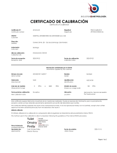 Certificado de Calibraci&oacute;n Serofuga Hospital Santander 2025