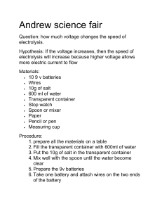 Electrolysis Speed vs Voltage Lab Report