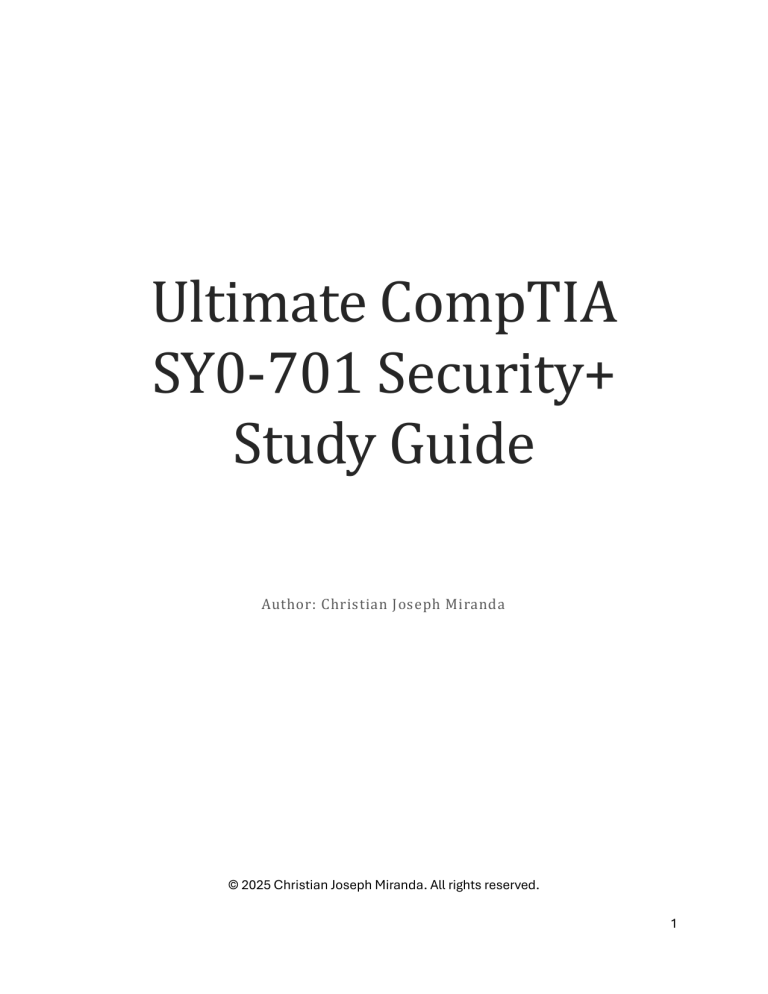 CompTIA Security+ SY0-701 Study Guide