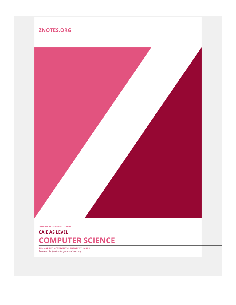 CAIE AS Level Computer Science Notes 2023-2025