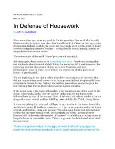 In Defense of Housework: A Sociological View