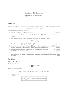 Statistical Methodology MLE and Fisher Information Exam