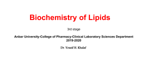 Biochemistry of Lipids Lecture Notes