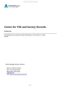 Center for Y2K and Society Records