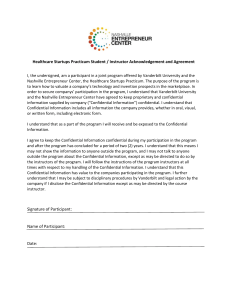 Healthcare Startups Practicum Confidentiality Agreement