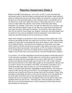 MBTI Personality Test Reaction Paper: ISTJ Analysis