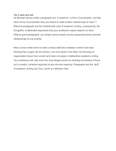 Effective Paragraphs in Academic Writing