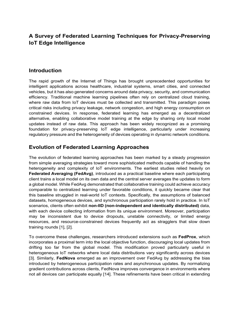 Federated Learning for IoT Edge Intelligence