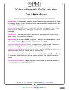 AQA Psychology A-Level Social Influence Guide