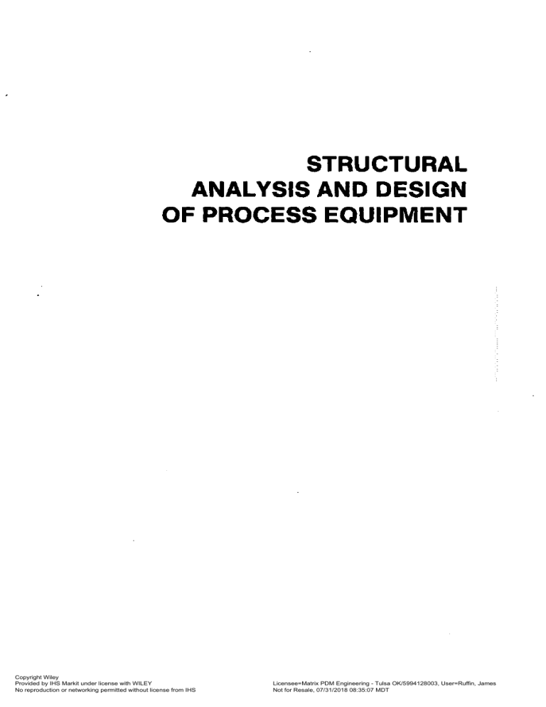 Process Design For Structural Analysis Process Equipment Structural Analysis Design Guide