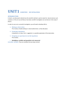 Scientific Investigation in Physics: An Introduction