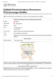 Zakład Przetw&oacute;rstwa Owocowo-Warzywnego Kotlin &ndash; Historia i Profil