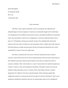 Final Assessment: American Environmental Thought