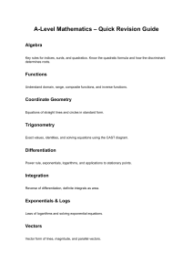 A-Level Maths Quick Revision Guide