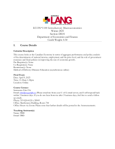 ECON*1100 Introductory Macroeconomics Course Outline