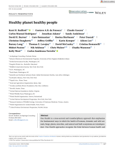 Healthy Planet Healthy People: A One Health Approach