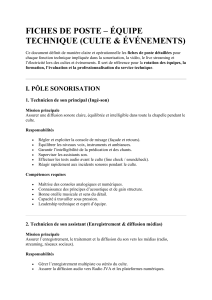 Fiches de poste &eacute;quipe technique culte