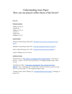 Understanding Jesus Paper: Reflecting Savior's Prayers