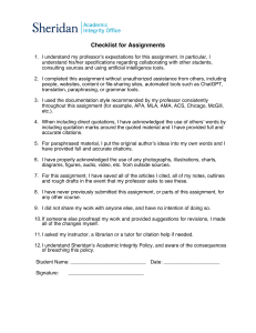 Academic Integrity Student Assignment Checklist