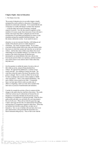 Democracy and Education: Chapter 8 - Aims in Education by John Dewey