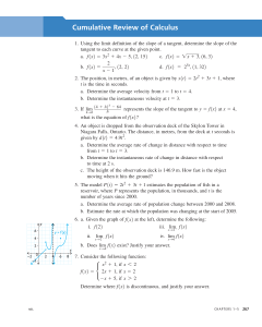 Calculus Review: Limits & Derivatives