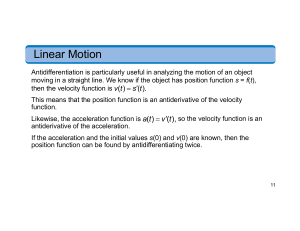 Antidifferentiation and Linear Motion