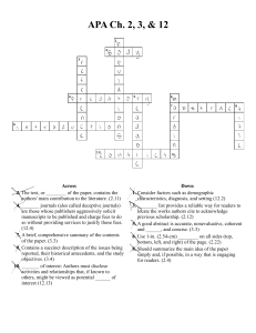 APA Style Worksheet: Research & Publication
