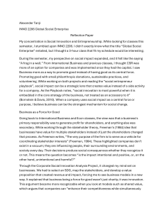 Reflection on Global Social Enterprise