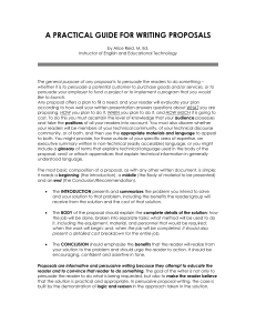 A Practical Guide for Writing Proposals