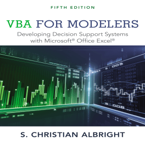VBA for Modelers: Excel DSS Development Guide