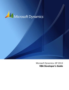 Microsoft Dynamics GP 2013 VBA Developer's Guide