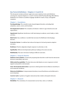 Child Psychopathology Key Terms Study Guide