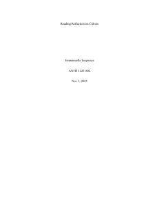 Anthropology Reflection on Culture