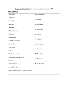 Canada's Internal Strife Study Guide