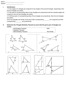 Triangle Similarity Theorems Worksheet