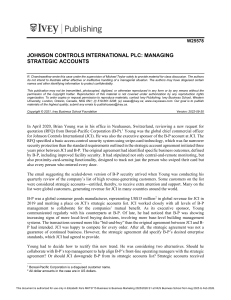 JCI Strategic Account Management Case Study