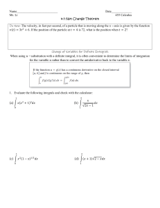 Calculus Worksheet: Net Change Theorem