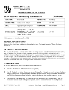 BLAW 1320: Introductory Business Law Course Outline