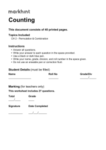 Permutation & Combination Math Worksheet