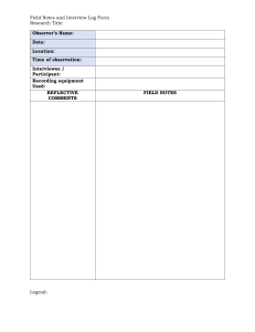 Field Notes and Interview Log Form