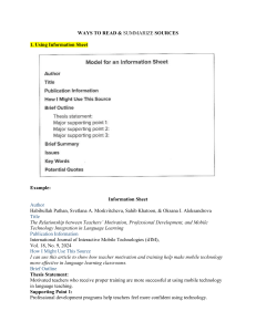 Guide to Reading & Summarizing Academic Sources