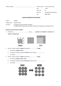 Heat Worksheet: Expansion, Contraction & Absorption