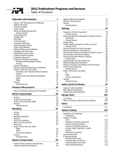 API 2011 Publications Catalog: Oil & Gas Standards