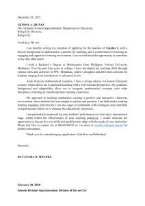 Teacher Application Letter Examples