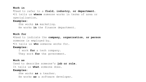 Grammar Worksheet: Prepositions for Work