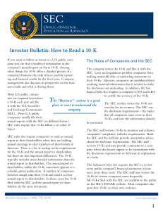 How to Read a 10-K: SEC Investor Bulletin