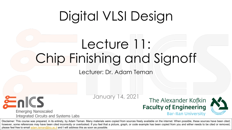 VLSI Chip Finishing & Signoff Guide
