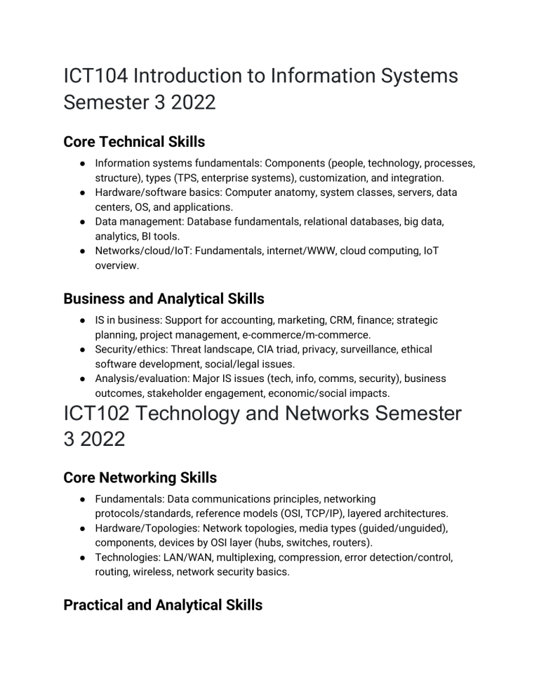 IT Course Outline 2022 | ICT Syllabus Guide