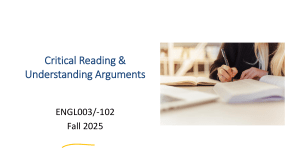 Critical Reading & Understanding Arguments Guide