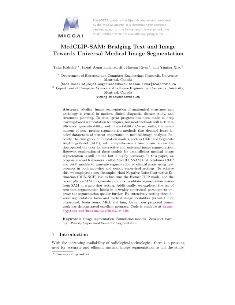 MedCLIP-SAM for Medical Image Segmentation